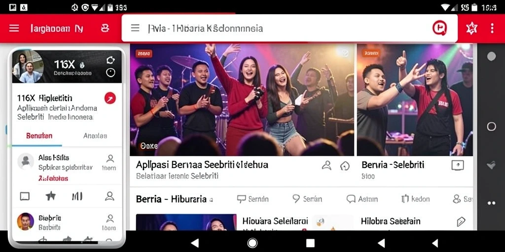 Antarmuka aplikasi 116X menampilkan berita selebriti terkini.