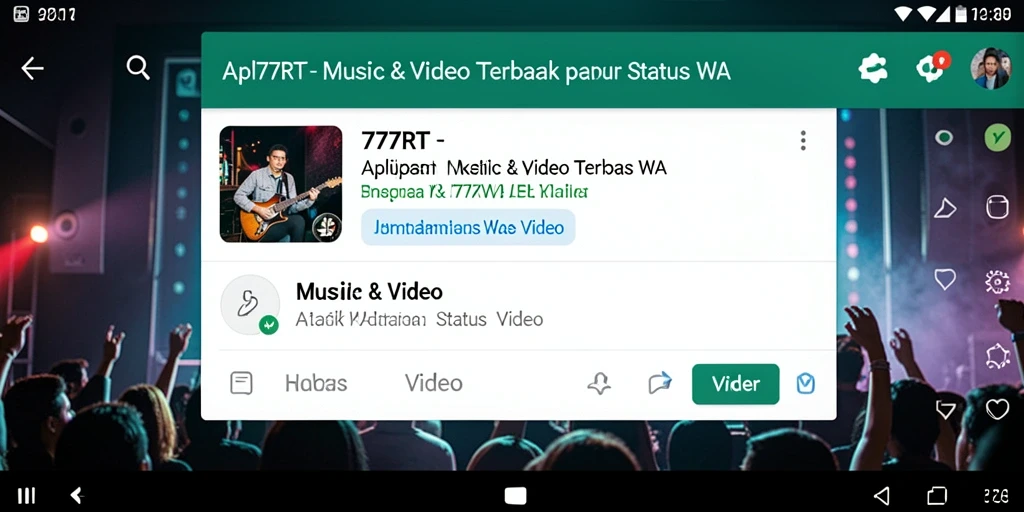 Antarmuka aplikasi 777RT dengan fitur Status WA Video yang menarik.