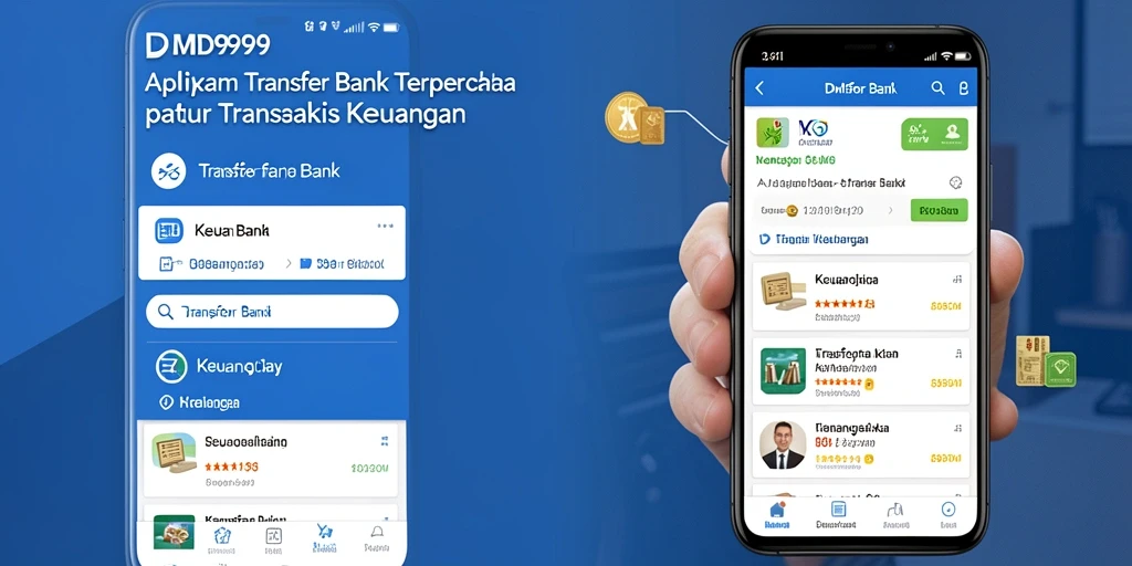 Antarmuka aplikasi DMD999 yang intuitif dan mudah digunakan untuk transfer bank.