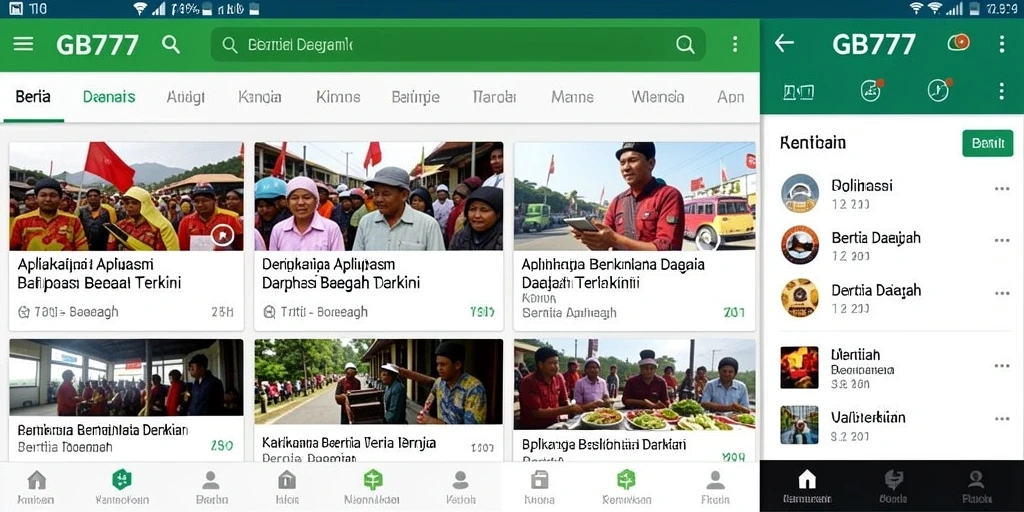 Tampilan antarmuka aplikasi GB777 yang modern dan user-friendly.