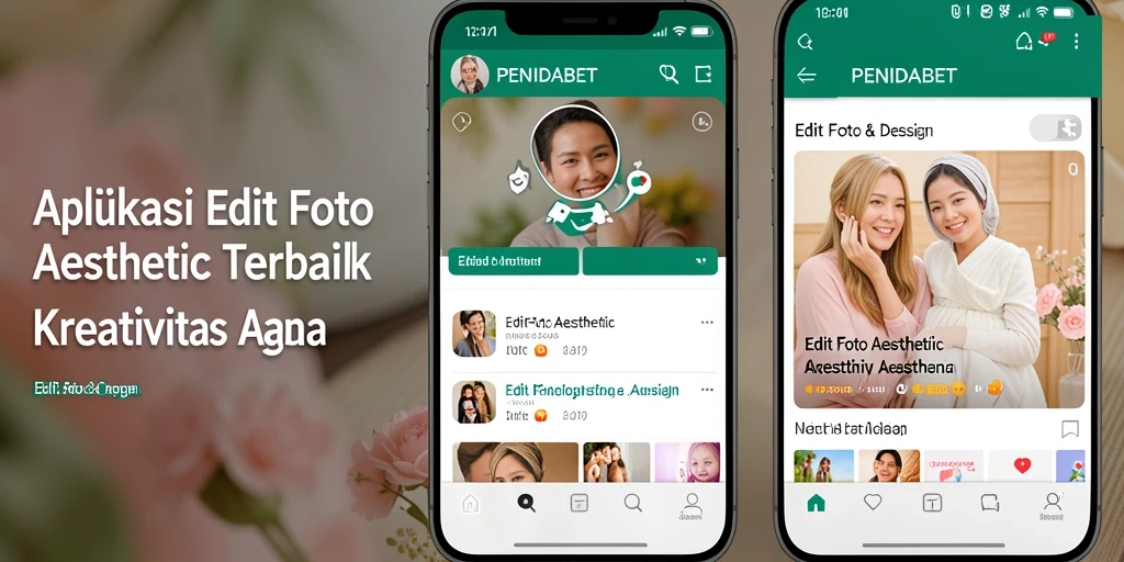 Tampilan antarmuka utama PENIDABET dengan fitur Edit Foto Aesthetic.