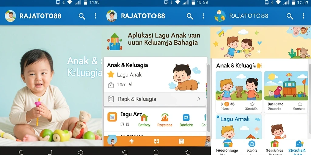Tampilan antarmuka menarik dengan berbagai lagu anak.