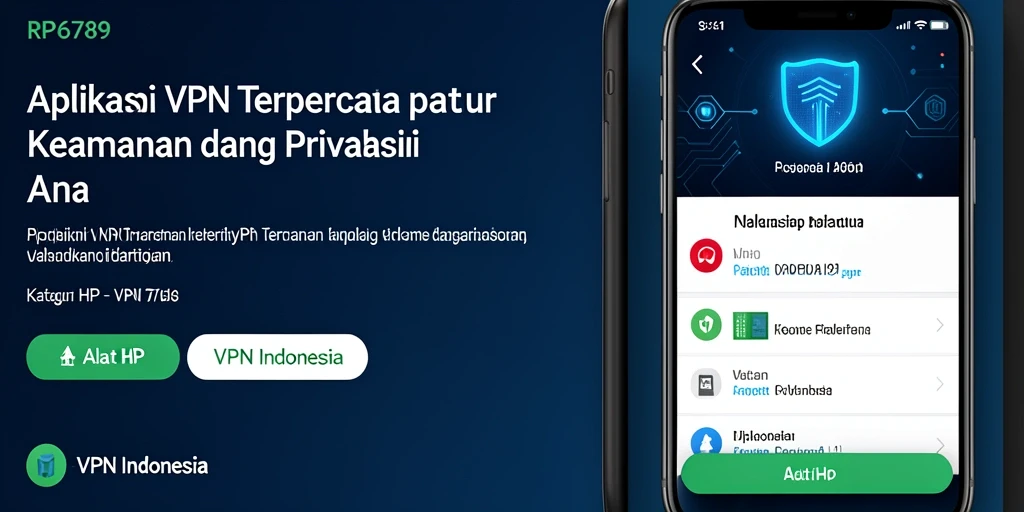 Screenshot antarmuka aplikasi RP6789 yang menunjukkan fungsi VPN Indonesia.